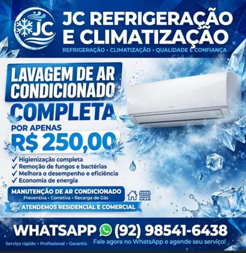 JC REFRIGERAÇÃO - Conserto, Limpeza, Carga de Gás e Instalação de Ar em Manaus<br>