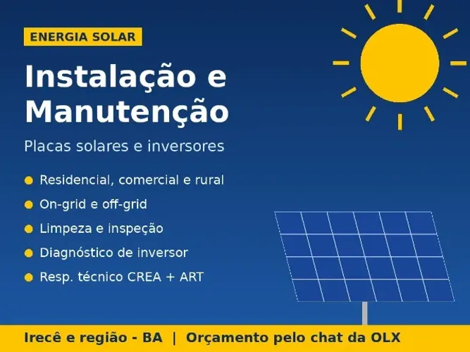 Energia Solar - Instalação e Manutenção de Placas e Inversores | Irecê BA