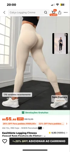 Calça legging creme M SHEIN