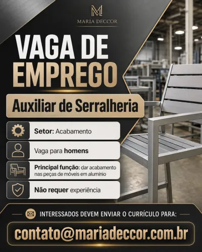 Auxiliar de Serralheria / Não requer experiência