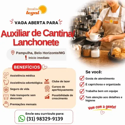 VAGA Auxiliar de Cantina / Lanchonete