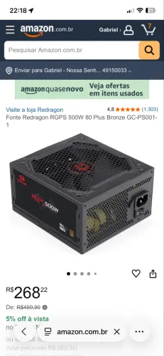 FONTE REDRAGON 500w - PLUS BRONZE