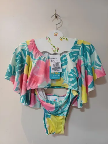 Top com calcinha Novo Tip Top moda praia , cor turquesa. 