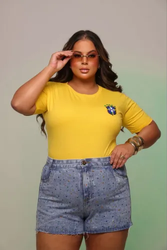Camiseta Bordada T-shirt PLUS SIZE Brasil - Copa 2026