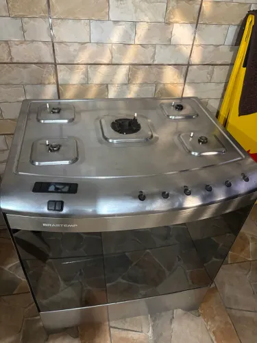 Fogão Brastemp 5 Bocas Inox Com Forno Espelhado (Sem A Tampa De Vidro Superior)  