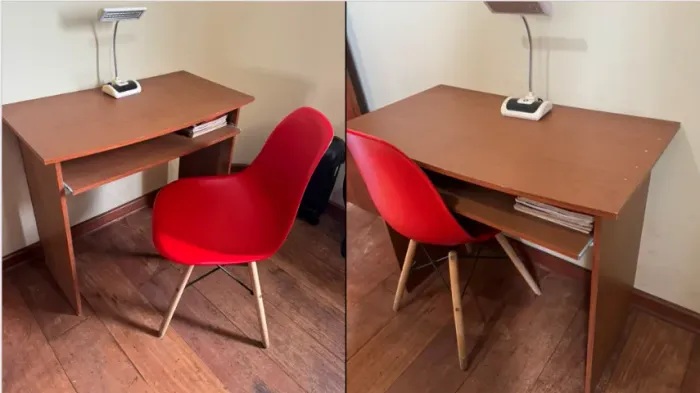Escrivaninha para Computador com Suporte para Teclado + Cadeira Eames Vermelha