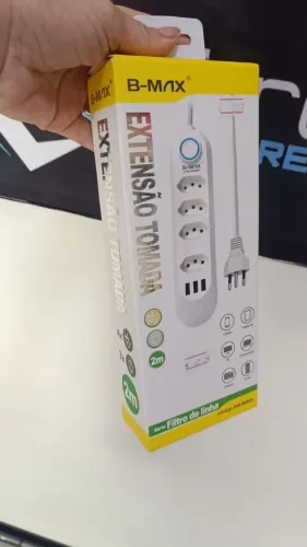 Filtro de Linha De 4 Tomadas + 3 Usb Cabo 2m Extensão Regua B-MAX Loja Coimbra Entrega