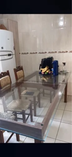 Mesa madeira maciça tamanho grande + conjunto de cadeiras com 6 lugares