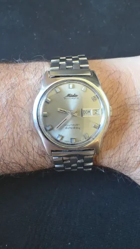 Mido Multifort Datoday Automático - Década de 1970 - Aço - Pulseira Mido Original