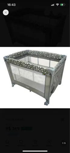Berço Portátil Infantil Cercado Desmontável Lune Maxi Baby - CINZA