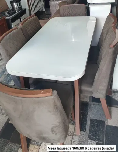 Mesa laqueada 160x80 6 cadeiras (usada) $1.250,00 entrega grátis