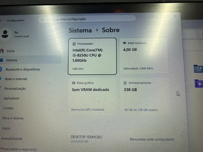 Notebook Lenovo ThinkPad e480 I5-8