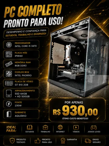PC Gamer por Apenas R$ 930,00! SSD + Placa de Vídeo | Pronto para Uso