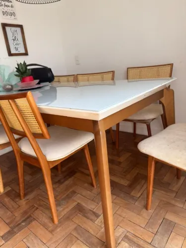 Mesa de Jantar Retangular 180 X 100 cm com tampo branco