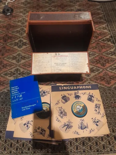 Curso de Alemão Linguaphone Deutsch Discos e Livros Antigo