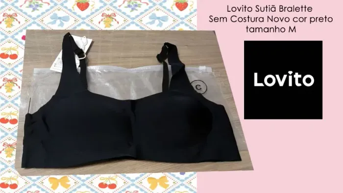 Lovito Sutiã Bralette Sem Costura Novo cor preto tamanho M
