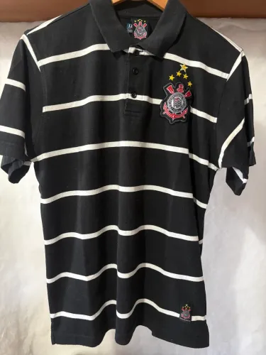 Camisa Polo Usada Corinthians Time Camiseta Oficial Timão Listrada