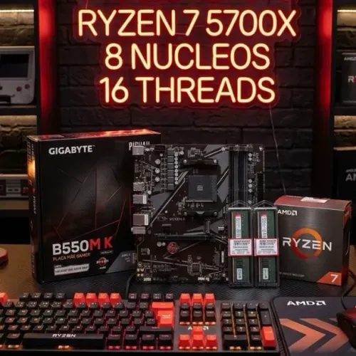 KIT UPGRADE RYZEN 7 5700X + B550 + 16GB DDR4 3200MHZ - NOVO GARANTIA DE 1 ANO