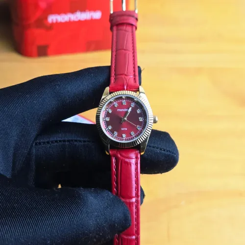Relógio Mondaine Cristais feminino couro 25mm