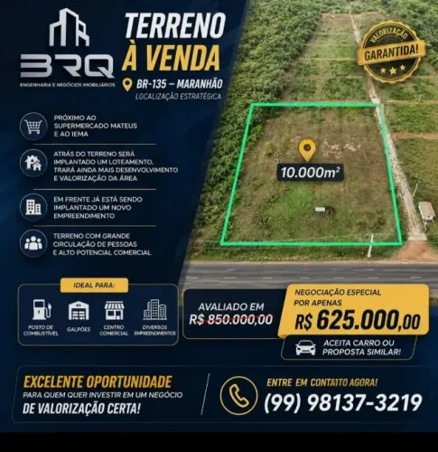 TERRENO ESTRATÉGICO ÀS MARGENS DA BR-135 - PRESIDENTE DUTRA/MA