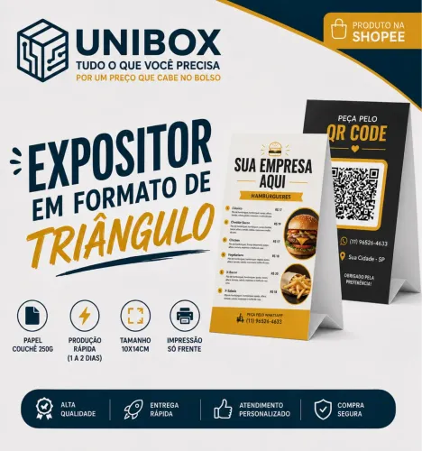 Expositor de Mesa Personalizado em Formato Triângulo