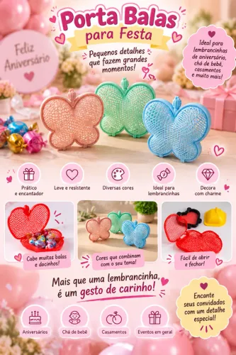 Porta Balas Borboleta para Festa Lembrancinha Aniversário e Chá de Bebê