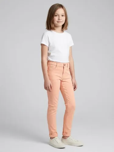 Calça jeans infantil rosa claro