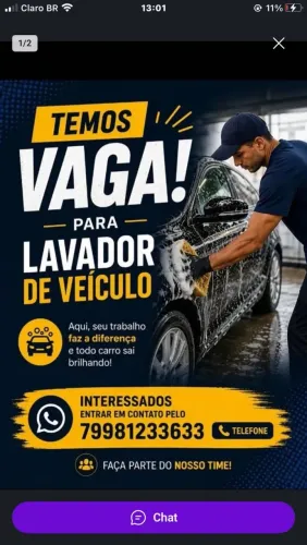 Vaga de Emprego_Lavador Automotivo