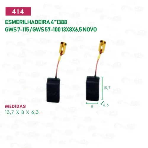 escova para esmerilhadeira 1388 carvão motor reparo cod: 414