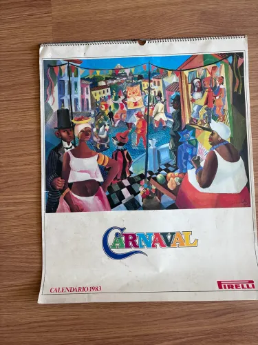Calendário Pirelli raro Carnaval de 1983. Com pinturas de artistas retratam Carnaval.