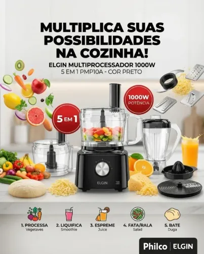Multiprocessador Elgin 1000W 5 em1 PMP10A Cor Preto Philco