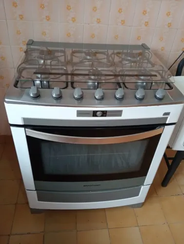 Fogão Brastemp 6 Bocas Branco/Inox - Acendimento Automático