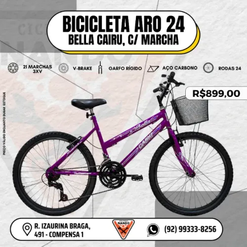 BICICLETA INFANTIL ARO 24 FEMININA C/ MARCHA