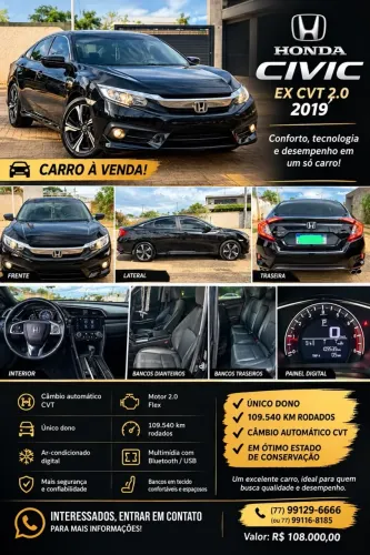 Honda Civic Sedan EX 2.0 Flex 16V Aut.4p 2019