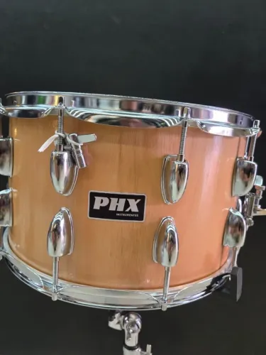 Caixa Bateria Phx Music 14x8 Madeira Cromado Pele Cristal Cor do casco Marrom-claro