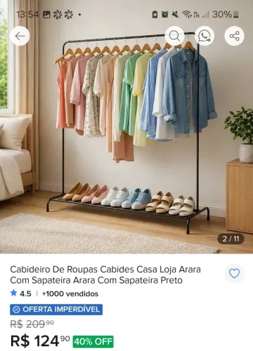 Arara cabideiro de roupas