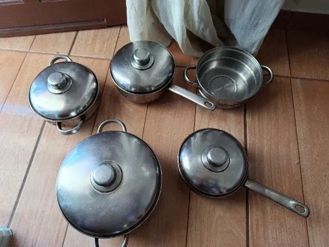 Jogo de 5 panelas aço inox premium 18/10 