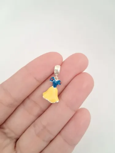 Berloque Esmaltado Pendente Princesa Branca de Neve P/ Puls. da Vida Prata 925