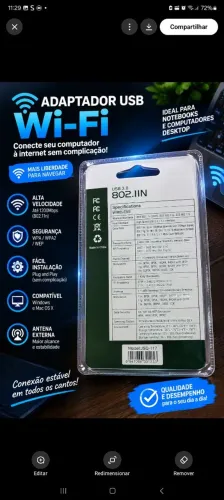 Antena Wi-Fi USB para PC e Notebook - Nova, na Embalagem