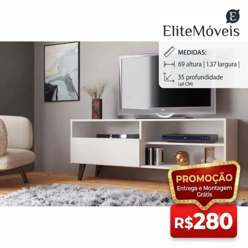 Rack de tv suporta até 50 polegadas