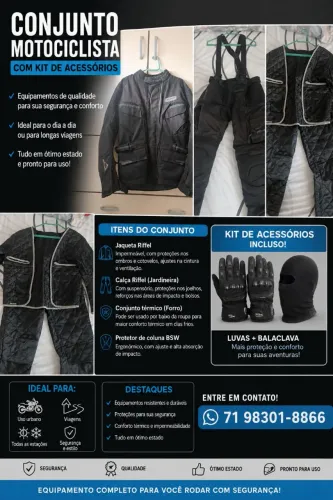 Kit proteção para motociclista 