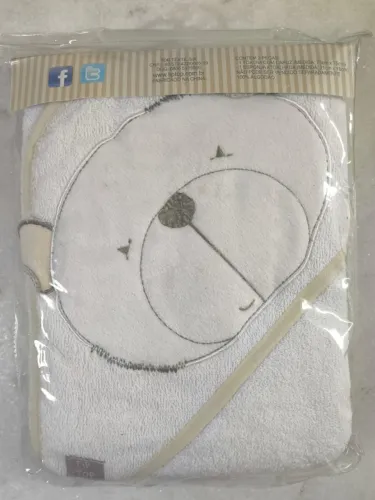 Kit Bebê c/2 peças (1 toalha de banho e 1 esponja atoalhada), cor branco