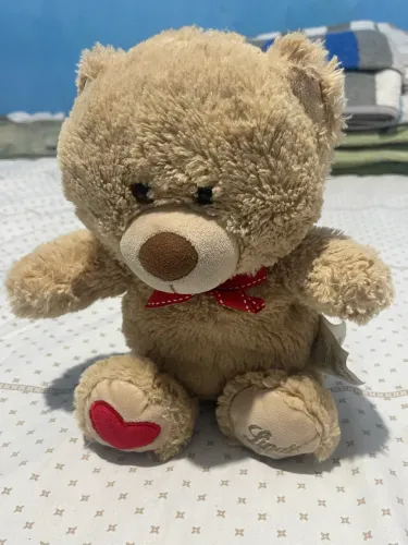 Ursinho de pelúcia com coração na pata