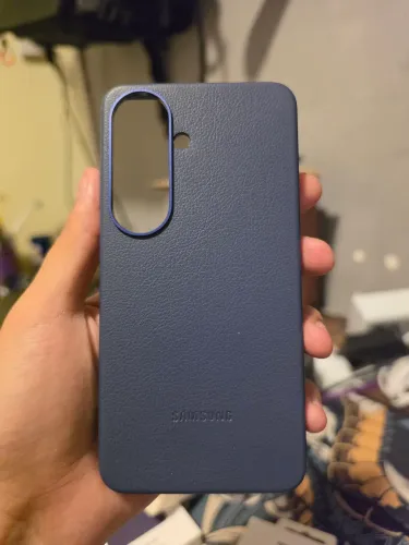 Capa Original Samsung Galaxy S26 de couro - Azul e Cinza