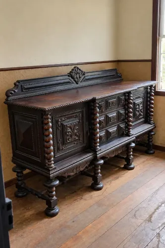 Buffet Antigo Colonial Entalhado com 3 Gavetas e 2 Portas