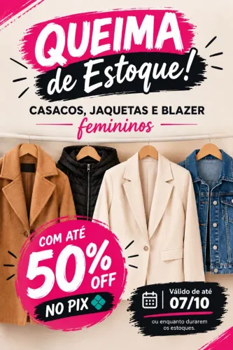 QUEIMA DE ESTOQUE Casacos jaquetas e blazer femininos até 50% off no pix
