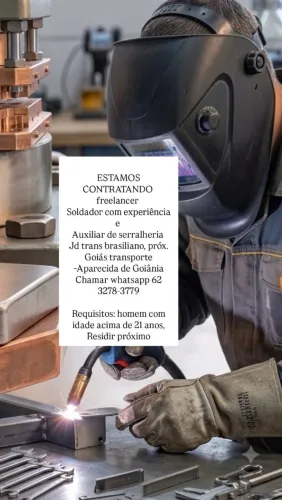 Vaga soldador e auxiliar serralheria 