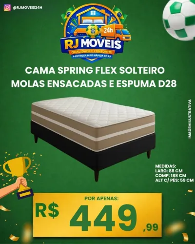 Cama spring flex solteiro molas ensacadas espuma D28