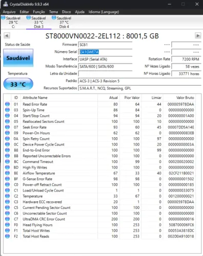 Disco Seagete IronWolf 8TB + 6TB - usado, perfeito
