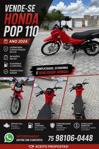Honda Pop 110i 2024 - Apenas 9.000 km | Estado de Zero!